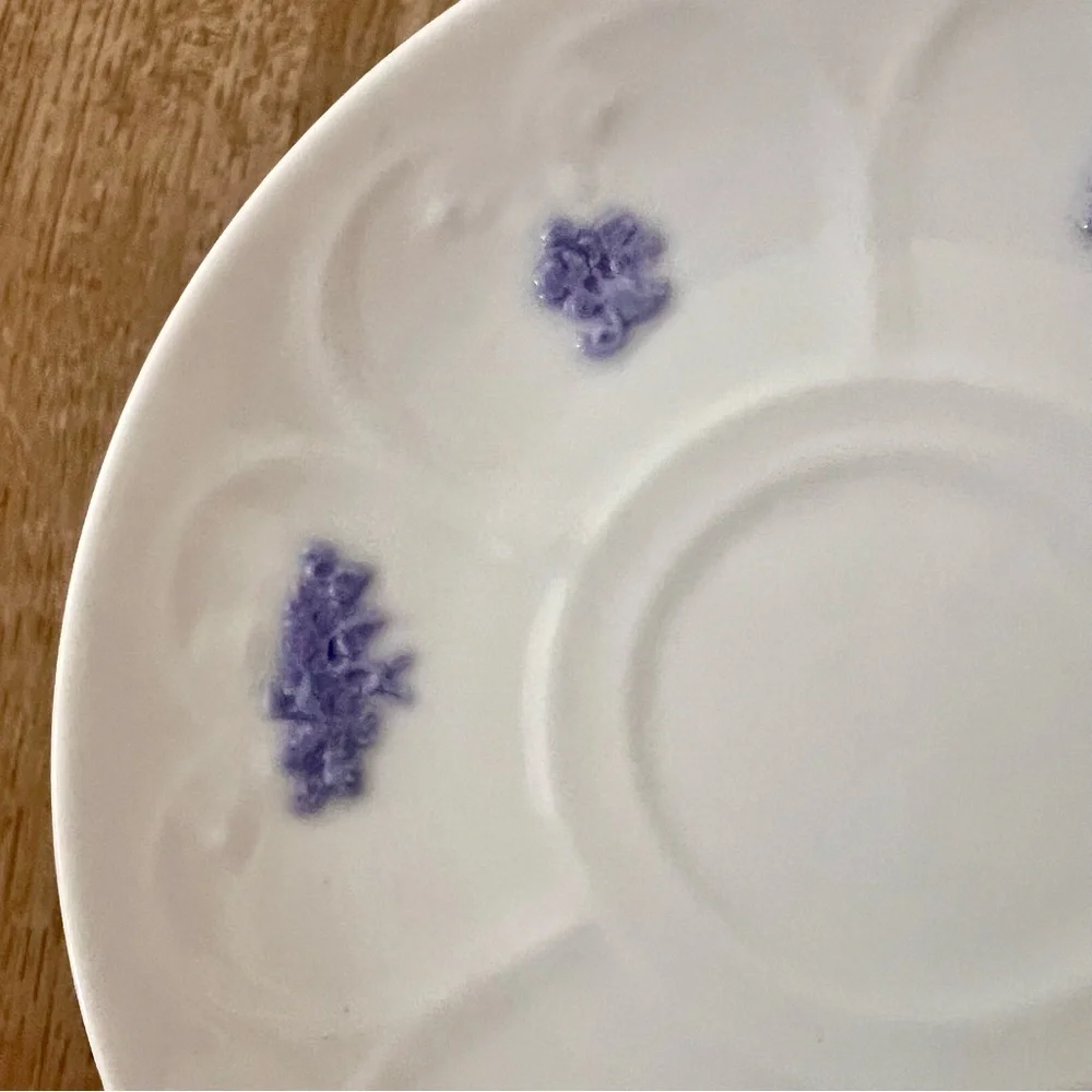 Antique 1800's Adderley‎ Blue Chelsea Embossed Sprig Demitasse Cup & Saucer Set